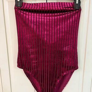 Velvet metallic pink forever21 bodysuit